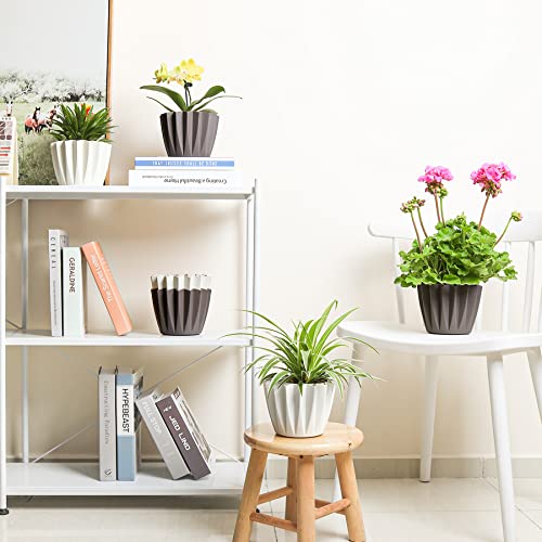 T4U Plastic Plant Pots for Indoor Plants 6 Inch Self Watering Planter