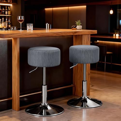 Taburete de Bar Giratorio 360° Regulable en Altura 52-66 cm Gris