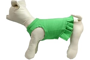 LOVELONGLONG Pet Clothes Small Dog Clothing Blank Color Sport Dress T-Shirts Tee Dresses Tanks Top for Small Size Female Dogs Summer Spring Pet Costumes 100% Cotton (S, Green)