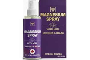 Magnesium Oil Spray with MSM 8 fl oz –Made in Canada- Fast-Absorbing Topical Magnesium for Muscle Recovery, Joint Support, an