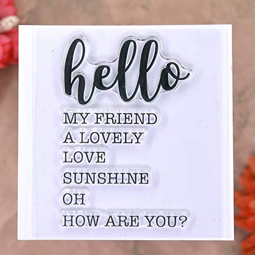 KWELLAM 4pcs/Lot Words Love Hugs hello friend Stamp Rubber Clear Stamps for Photo Album Decorative Card Making and DIY Scrapbooking - Thumbnail 3