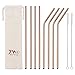 JOYECO Stainless Steel Drinking Straws Coffee Brown Color Reusable Drink Straw for 20 Ounce Tumblers Rumblers Cold Beverage ( Set of 8, 4 Bent 4 Straight 2 Brushes )