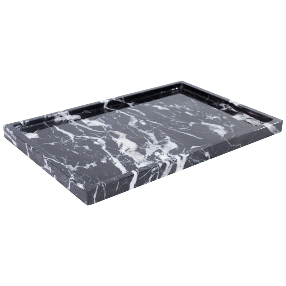 Photo 1 of 100% Natural Marble Serving Tray Luxury Marble Storage Tray for Home Decor Stone Tray for Bathroom/Kitchen/Vanity/Dresser,Plate Holder for Tissues, Candles, Towel