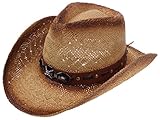 Enimay Western Outback Cowboy Hat Men's Women's Style Straw Felt Canvas Jewel Brown One Size