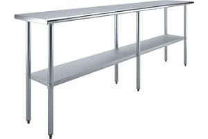 AmGood Stainless Steel Work Table with Undershelf | Food Prep NSF | Utility Work Station | (96" Length X 18" Width)