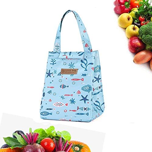 QXuan Insulated Lunch Bag Big Cooler Sturdy Oxford Box Tote Bag for Students Office,Thermal Picnic Organizer Storage Food and Drink (Blue Fish Lover)