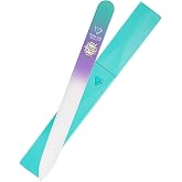 Bona Fide Beauty Czech Glass Nail File with Case in Pastel Green Violet | Crystal File for Natural Nails with Protective Case, Nail Care Tool Gifts for Women, Fine Grit Gentle Nail Care