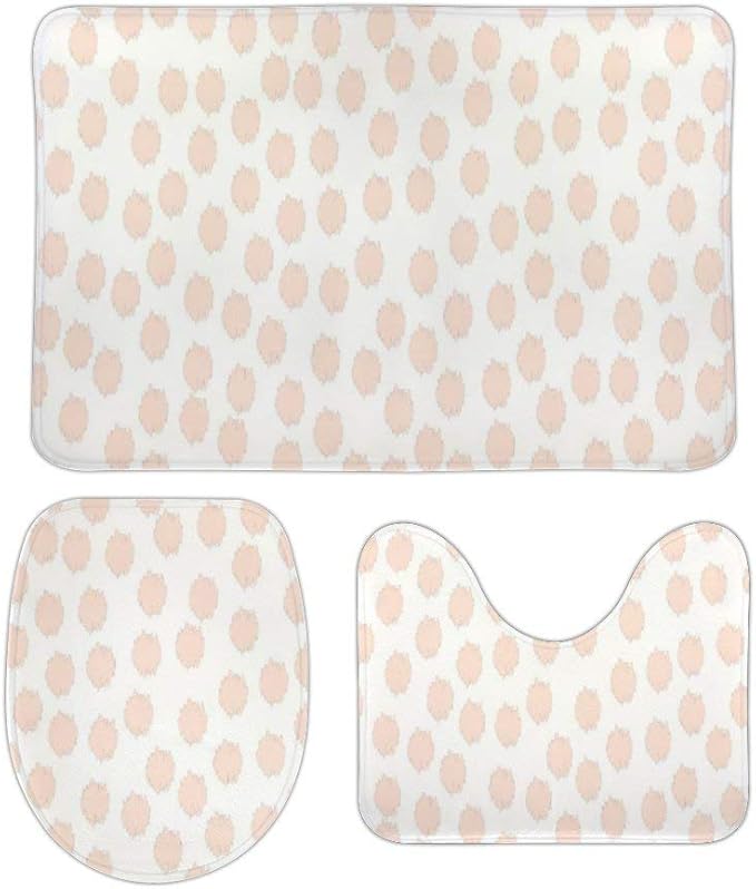 Juego de alfombrillas de baño de 3 piezas, diseño de lunares, color