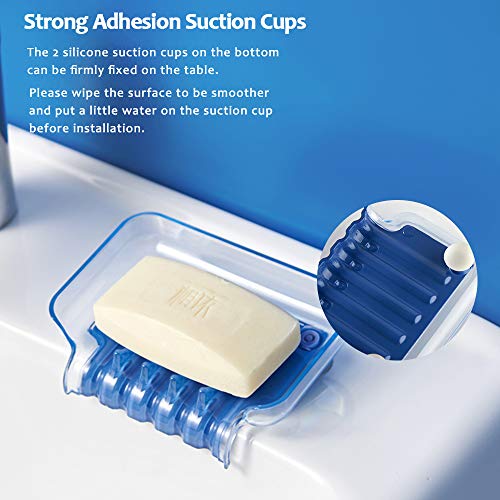 Nepfaivy Soap Dish with Drain, Bar Soap Holder Shower Waterfall, Soap