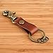 Richbud Genuine Leather Keychain Fob Scissor Swivel Hook Snap Solid Metal Bronze with 3 Detachable Key Rings Lanyard Handmade