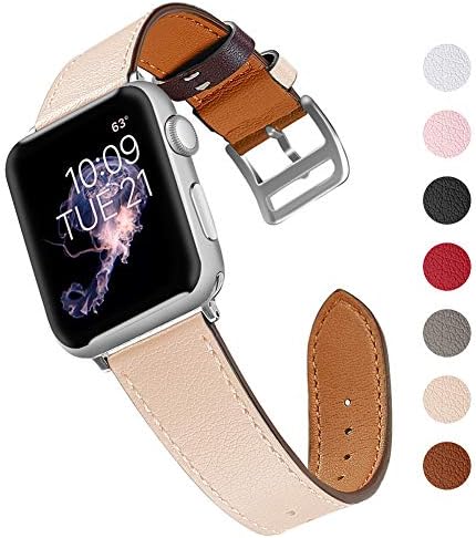 HJYJZ Watch Strap 38/40 / 42 / 44mm Sharp Tail Ma Shi Buckle Genuine Leather Watch Band Replacement Band Compatible Apple Watch iWatch Series 4/3/2/1