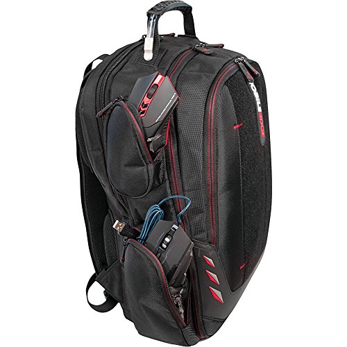 Mobile Edge Core Gaming Laptop Backpack, Molded Front Panel, 17 - 18 Inch, External USB 3.0 Quick-Charge Port and Built-in Charging Cable ScanFast TSA Checkpoint Friendly Black w/Red Trim MECGBP1
