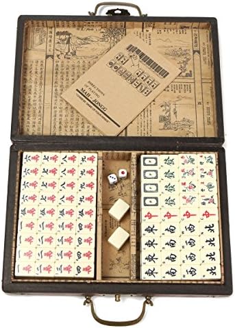 New Portable Retro Mahjong Box Rare Chinese 144 Mah-Jong Set Bamboo Piece With Box By Letbo