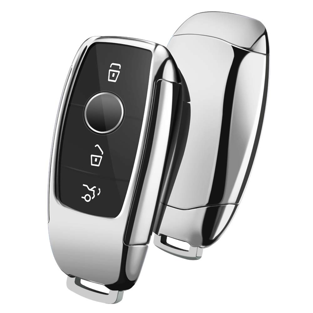 OATSBASF Car Key Cover Compatible with Mercedes Benz,Car Key Box for Benz E Class 2017 S 2018 (Silver) โ image 1