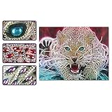 SuperDecor DIY 5D Diamond Painting by Number Kits, Special Shaped Rhinestones Partial Drill Cross Arts Craft Canvas Wall Decor for Adults, The Fierce Lioness 12x16 inch