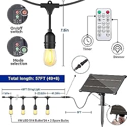 Stright Solar String Lights 57FT (49+8), Outdoor