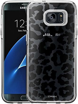 Samsung Galaxy S7 Edge Case, Slim Fit Snap On Cover by Trek Black and White Leopard Print Clear Case