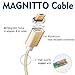 MAGNITTO Magnetic USB Cable [3.3ft] Braided Micro USB Cable/Samsung Charging Cable - Android Charging Cable for Galaxy S7/S6, Sony, Motorola and More - Gold