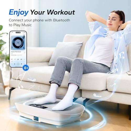 MERACH Vibration Plate Exercise Machine, Whole Body Exercise & Fitness Equipment, Bluetooth and Silicone Pedal, Vibrating Plate Machine with Auto Mode, Vibrate Fitness Platform for Home