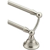 Moen Sage Collection Spot Resist Brushed Nickel 24-Inch Double Bathroom Towel Bar, Wall Mounted Bath Hanger with Two Rods, DN6822BN
