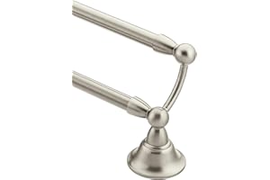 Moen Sage Collection Spot Resist Brushed Nickel 24-Inch Double Bathroom Towel Bar, Wall Mounted Bath Hanger with Two Rods, DN6822BN