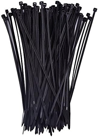 200pcs Strong Nylon Cable Ties 8" Self Locking Cable Zip Ties Wire Ties for Home Garden Garage Office Workspace Black