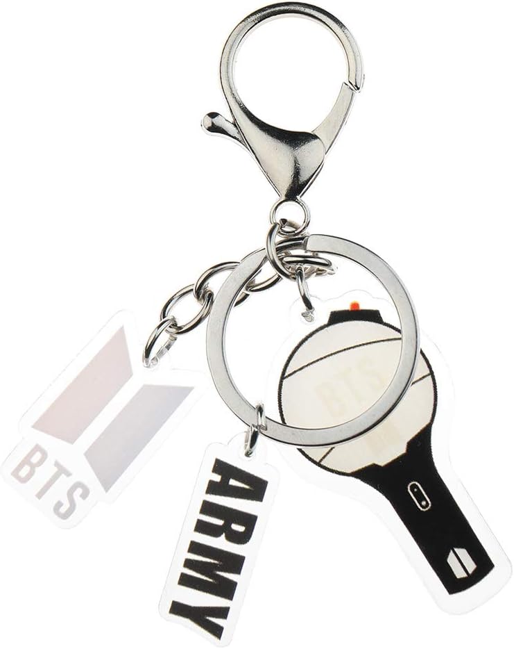 Nuofeng - Kpop bantangboys EXO Black pi Twice GOT 7 Cartoon Signature Keychain Creative Acrylic Key Ring Hot Gift for A.R.M.Y.(H08)