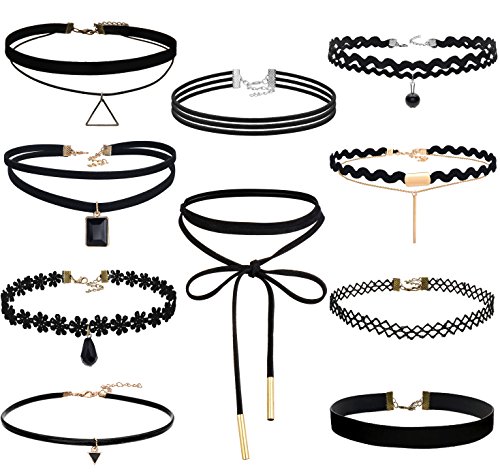 Fibo steel 10 pack lace choker necklace for women girls…