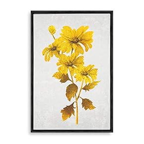 signwin Framed Canvas Wall Art Golden Plant Canvas...