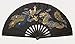 Apint Bamboo Fan Mascot Dragon Phoenix Design Chinese Kung Fu Martial Tai Chi Black