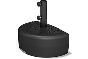 Helios&Hestia 73 lb Heavy Duty Half Round Umbrella Base, Plastic Water and Sand Fillable Outdoor Stand Weight for Patio Marke
