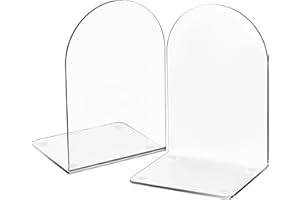 Lulonpon 2pcs Book Ends, Acrylic Bookends, Non-Skid Book End, Clear Bookends for School Library and Desktop Organizer, Acryli