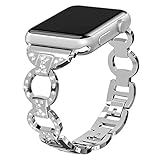 Valband For Apple Watch Band 38mm 42mm, Stainless Steel Bling Wristband Replacement Strap for Apple Watch Series 3 Series 2 Series 1 Nike+ Sport Edition (42mm, Silver)