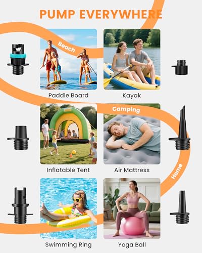 Rechargeable Electric Paddle Board Pump - 20PSI Portable 13500mAh Battery USB-C SUP Air Pump with 50% Faster Inflation for Inflatables, Kayaks, Tents, Boats, Pool