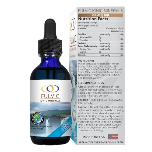 Optimally Organic Water Extracted Fulvic Ionic Minerals X100-2 Month Supply - Patented BioActive Ionic Fulvic Acid - Humic Acid - 77 Trace Minerals - Every Essential Amino Acid - Electrolytes