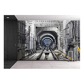 Construction of The Subway Tunnel in Moscow - Removable Wall Mural | Self-Adhesive Large Wallpaper - 66x96 inches
