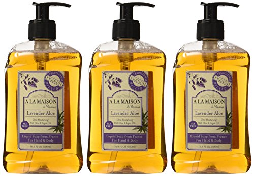 A La Maison de Provence Liquid Soap, Lavender Aloe, 16.9-Ounce Bottles (Pack of 3)