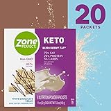 ZonePerfect KETO Powder, True Keto Macros to Burn Body Fat, Made with MCTs, White Chocolate Cream, 1.12 oz, 20 Count