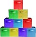 [10-Pack,Assorted Colors] Durable Storage Bins, Containers, Boxes, Tote, Baskets| Collapsible Storage Cubes for Household Organization | Fabric & Cardboard| Dual Handle | Foldable Shelves Storages