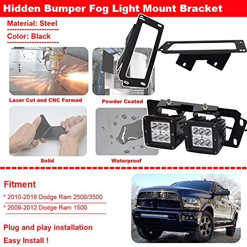 4x 3 Inch 18W Dually LED Fog Light Pods with Quick-Detach Wiring Plug and Fog Lamp Location Mounting Bracket Fits for Dodge 2010-2019 Ram 2500 3500, 2009-2012 Ram 1500 - Thumbnail 5