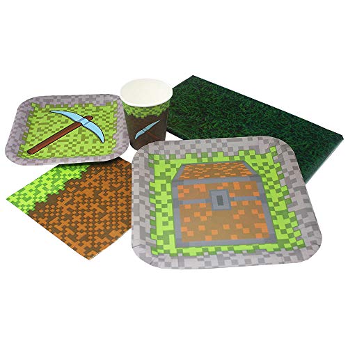 Minecraft Plates And Napkins. Mining Pixel World Birthday Party