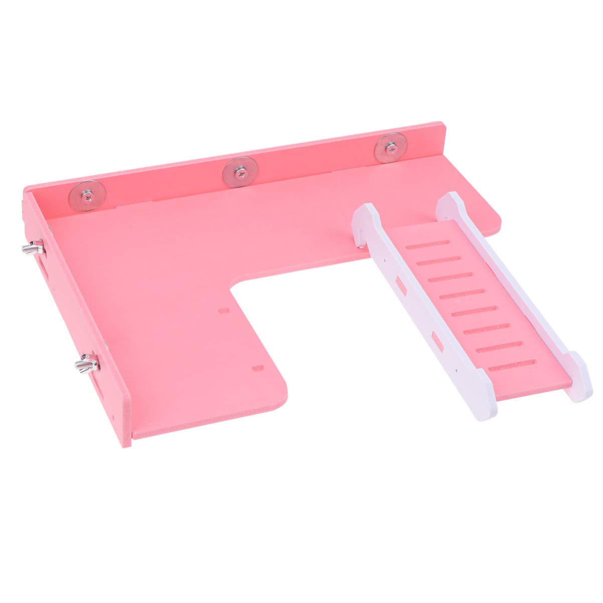 POPETPOP Hamster Wooden Ladder Platform Guinea Pig Playground Birdcage Perch Climbing Kits for Chinchilla, Rat, Gerbil (Pink)