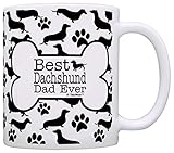 Dog Owner Gifts Best Dachshund Doxen Dad Ever Paw Pattern Gift Coffee Mug Tea Cup Bone
