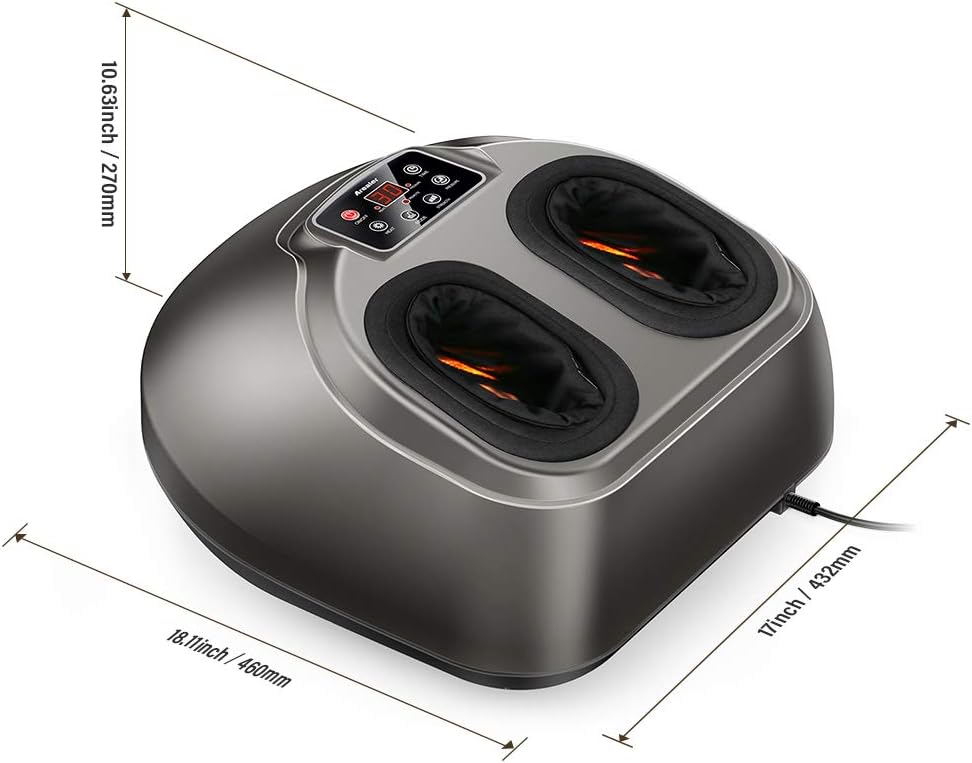 Arealer Foot Massager Machine with Heat, Shiatsu Foot Massagers with Remote Control & LCD Display, 5 Mode with Air Compression, Kneading Foot Massage for Blood Circulation & Plantar Fasciitis: Health & Personal Care