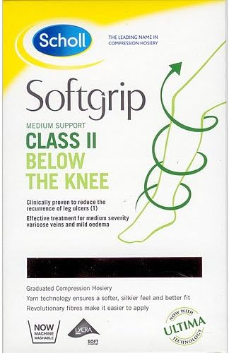 Scholl Softgrip Light Support Class II Compression Stockings for Women, Below The Knee, Closed Toe, Class 2, Black