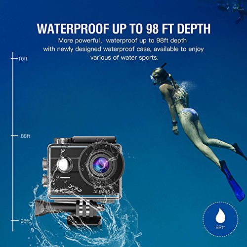 Action Camera 4K ACTMAN Touch Screen 16MP Sony Sensor Underwater Waterproof Camera WiFi Sports Cam with Remote control 2 Batteries and Mounting Accessories Kit Compatible With GoPro - Thumbnail 3