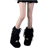 WDIRARA Women's Faux Fur Ankle Leg Warmers Fuzzy Leg Cuffs Winter Cuff Covers