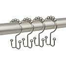 Maytex Metal Double Roller Glide Shower Curtain Ring/Hooks, Brushed Nickel, Set of 12