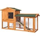 Sunnyglade Chicken Coop Large Wooden Outdoor Bunny Rabbit Hutch Hen Cage with Ventilation Door, Removable Tray &amp; Ramp Garden Backyard Pet House Chicken Nesting Box