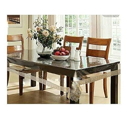 Generic Transparent Waterproof Table Cover 8 Seater 60X108 inches. 25MM Thick with Golden Laces